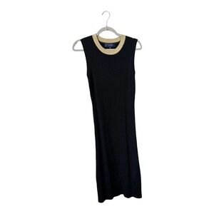 Rachel by Rachel Roy Black Sleeveless Dress Gold Trim Size Large Office Business